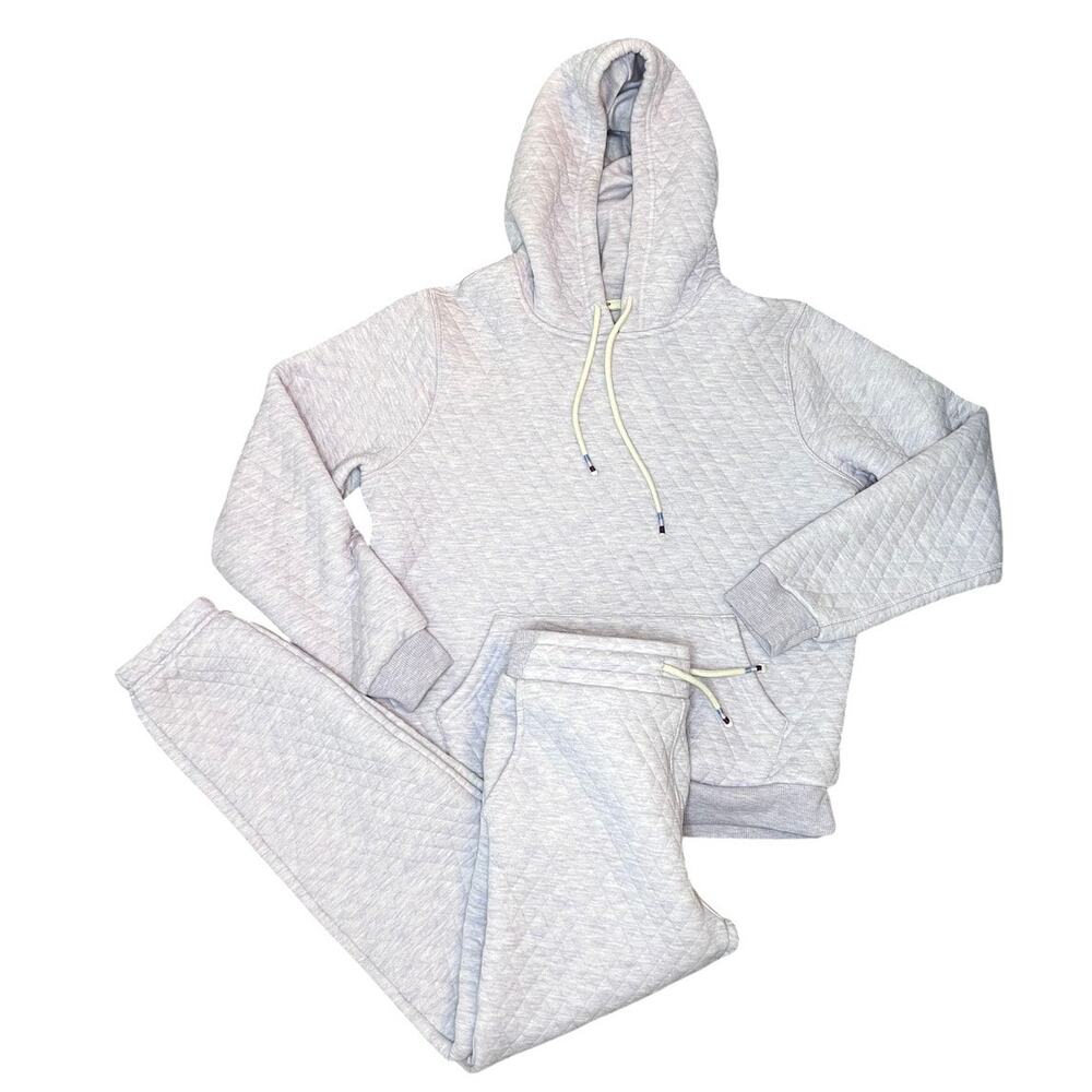 Marine Layer Womens Medium Corbet Hoodie Set/ Fleece Diamond Quilted Joggers